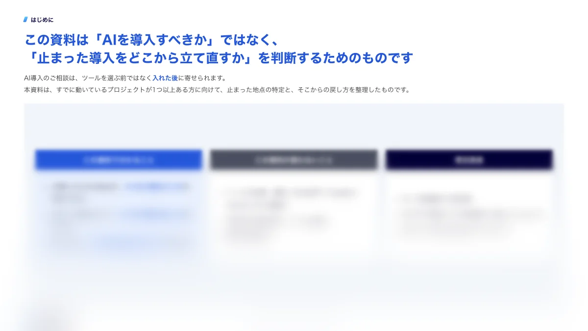 なぜAI導入は現場で止まるのか|3つの失敗と立て直しの手順のサンプルページ2